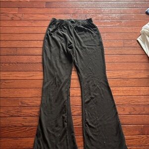 Black Ribbed Flare Pants